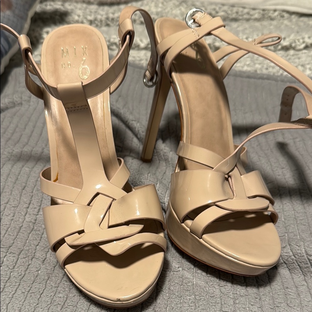 Mix No. 6 Cream Heels Strappy Stiletto Heel